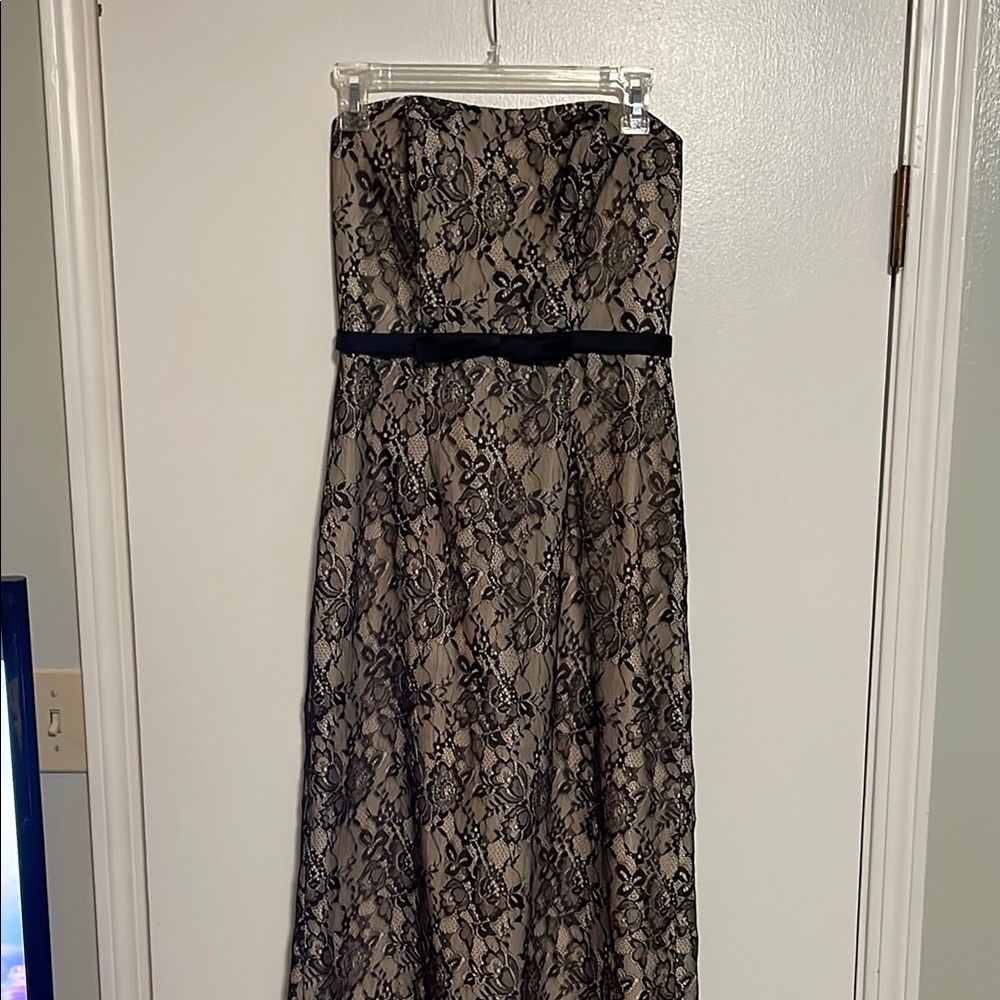 Alfred Angelo Black and Tan Strapless Gown for Prom
